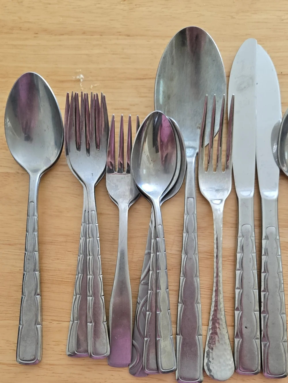 Vintage Lafayette Hammered GINKGO Silverware